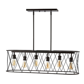 Marion 37.75" Adjustable Iron Farmhouse Rustic LED Dimmable Pendant - JONATHAN Y